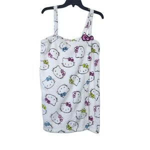 Hello Kitty Sanrio Womens White Allover Print Fuzzy Strappy Sleepwear XL Y2K NEW
